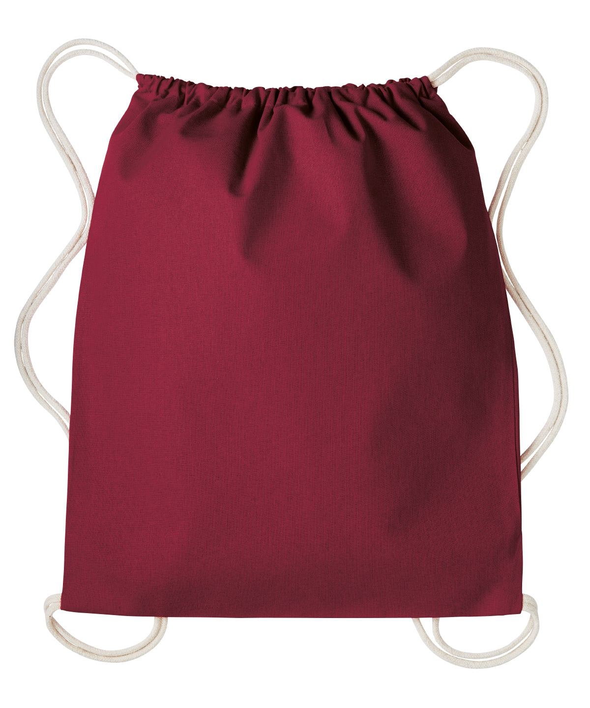 Nutshell Gymsac with cords in Burgundy/Natural, front view