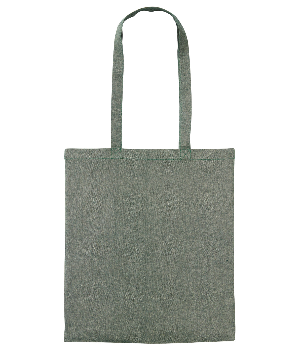 Nutshell Recycled cotton shopper long handle in Green Marl, front view
