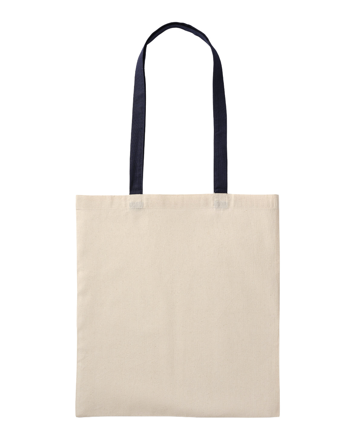 Nutshell Recycled cotton shopper long handle in Natural/Oxford Navy, front view
