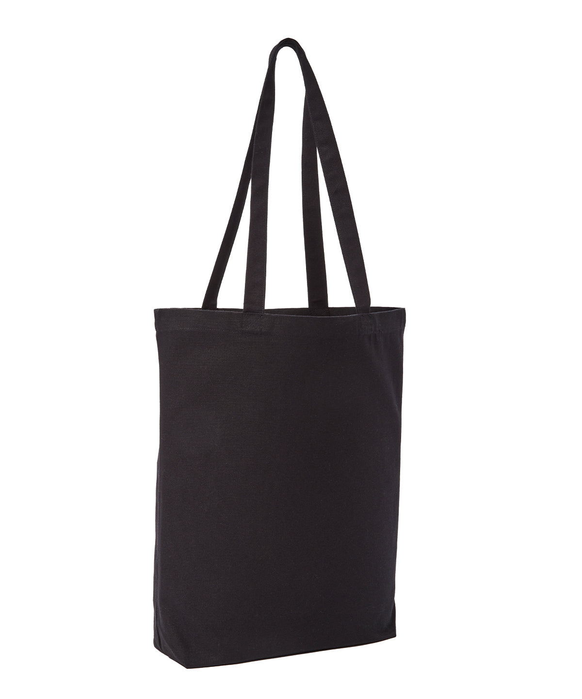 Nutshell Recycled premium canvas ‘flat base’ shopper in Black, front view