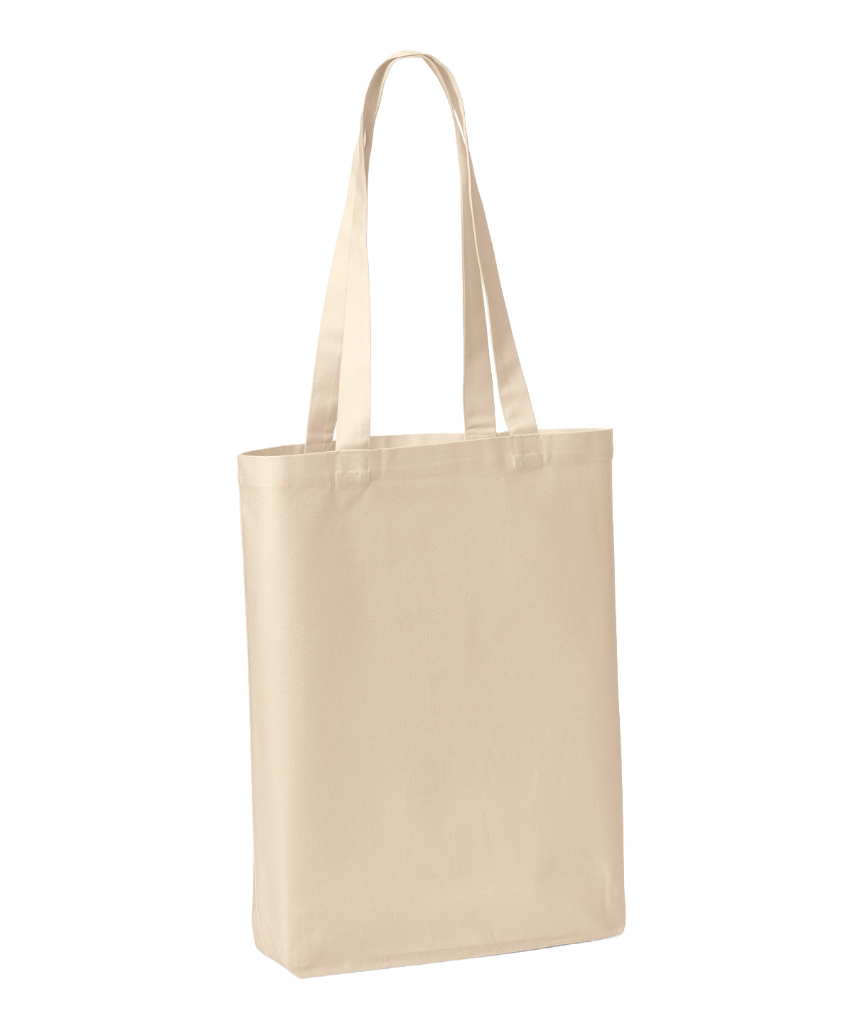 Nutshell Recycled premium canvas ‘flat base’ shopper in Sand, front view