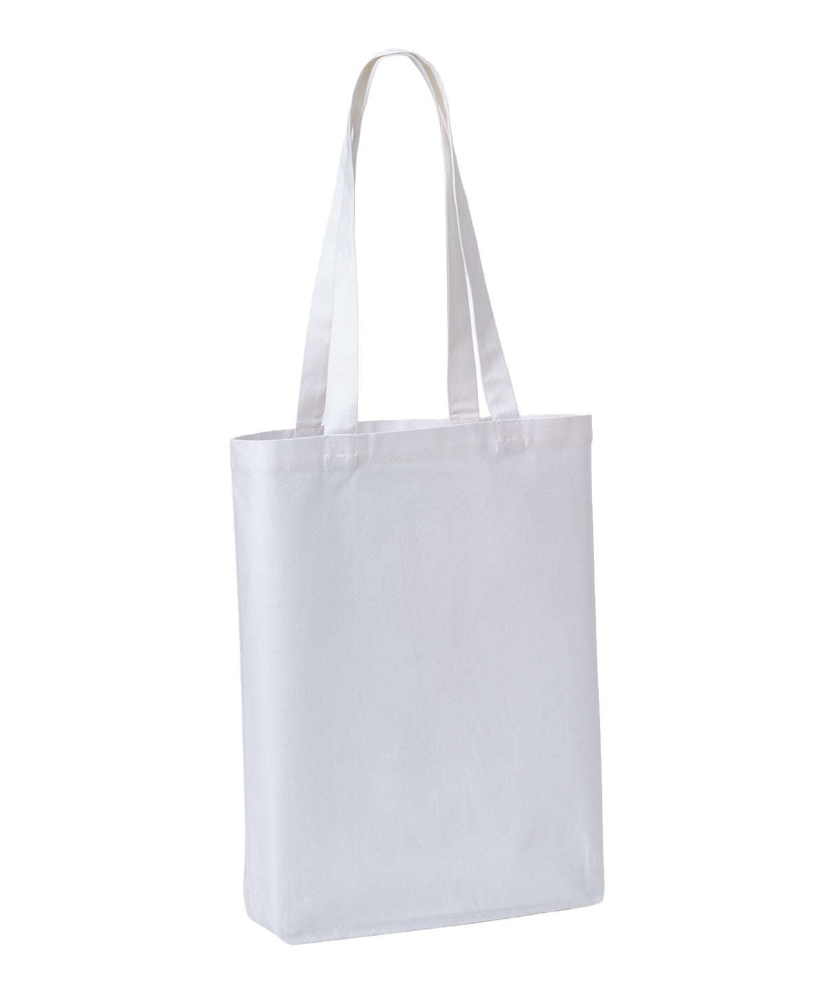 Nutshell Recycled premium canvas ‘flat base’ shopper in White, front view