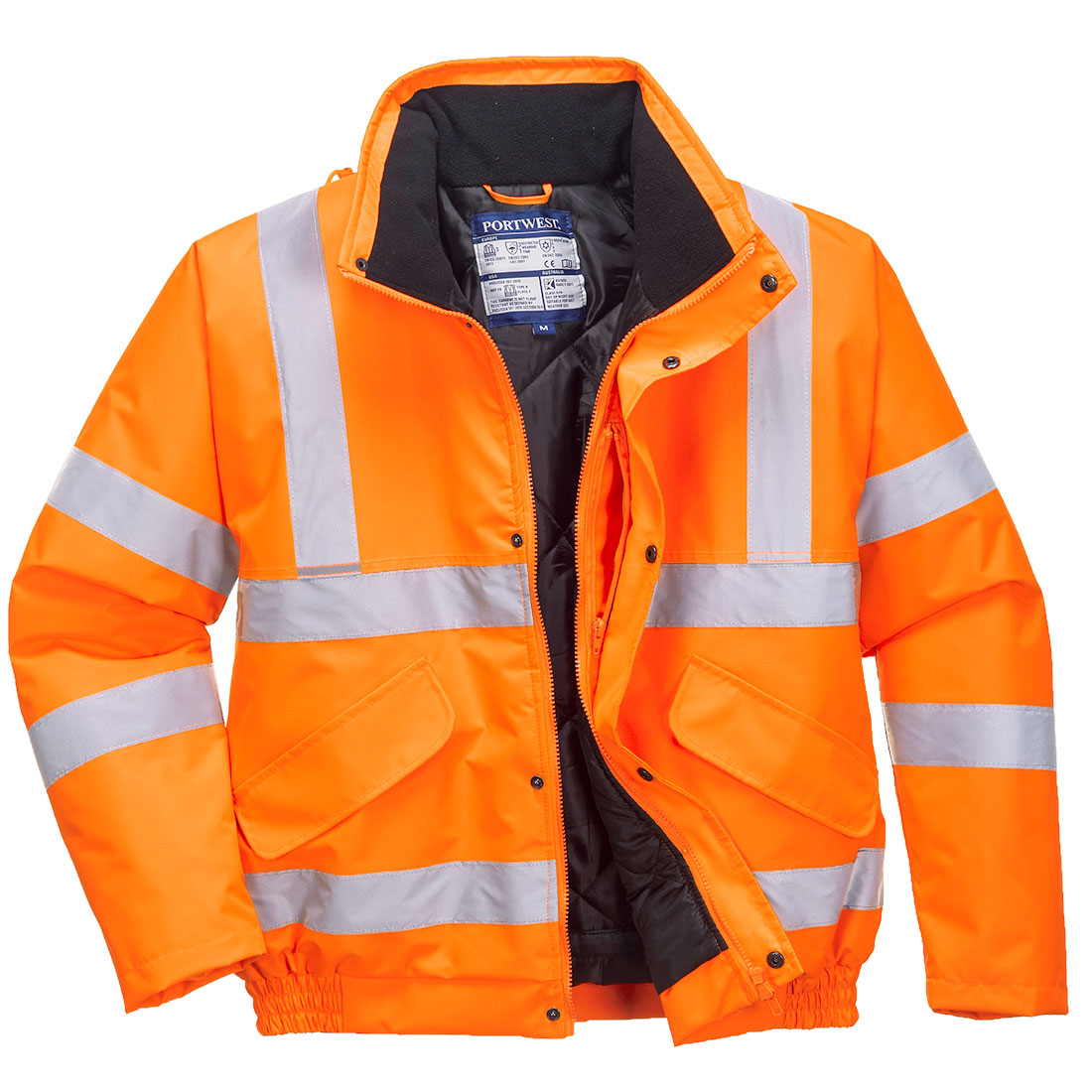 Portwest Hi-Vis Winter Bomber Jacket in Orange, main product image