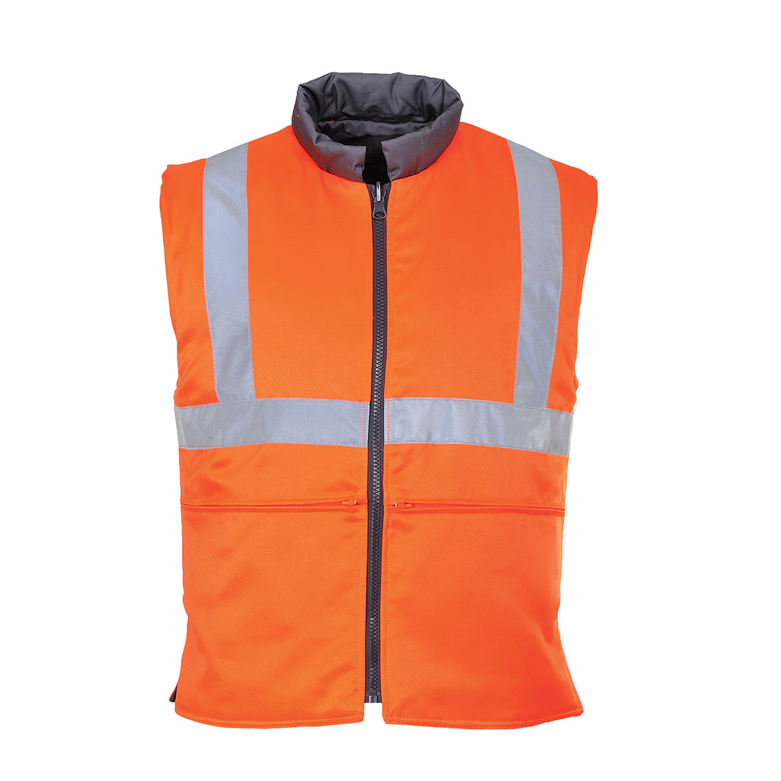 Portwest Hi-Vis Reversible Bodywarmer in Orange, main product image