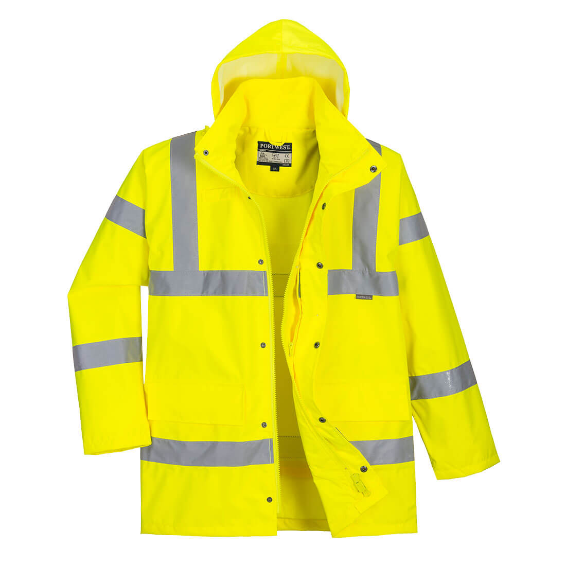 Portwest Hi-Vis Breathable Rain Traffic Jacket in Yellow, image 2