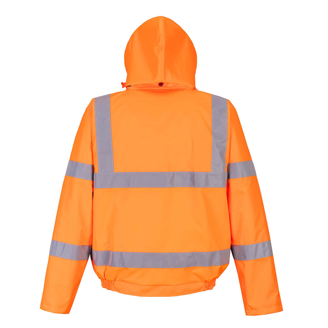 Portwest RT62 Hi-Vis Breathable Rain Bomber Jacket in Orange, back view
