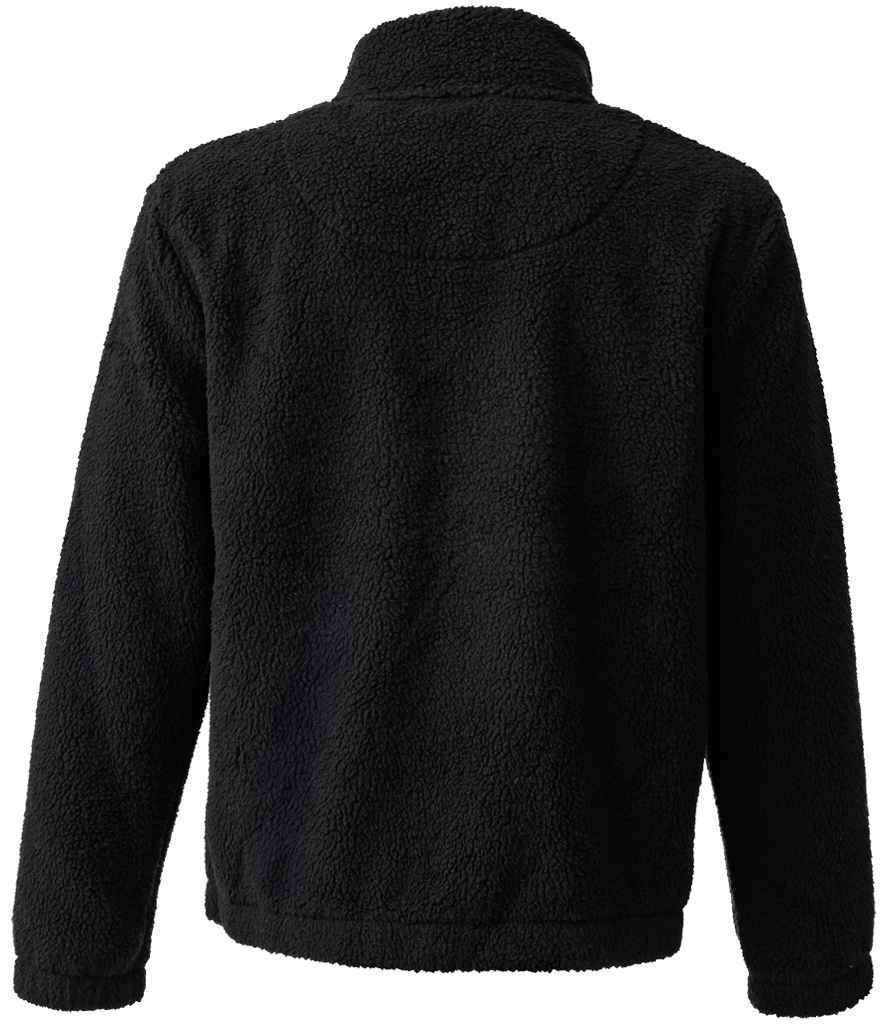 Ravine Unisex Full Zip Borg Fleece Jacket in Black, back view