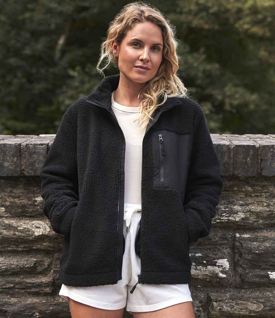 Ravine Unisex Full Zip Borg Fleece Jacket in Black