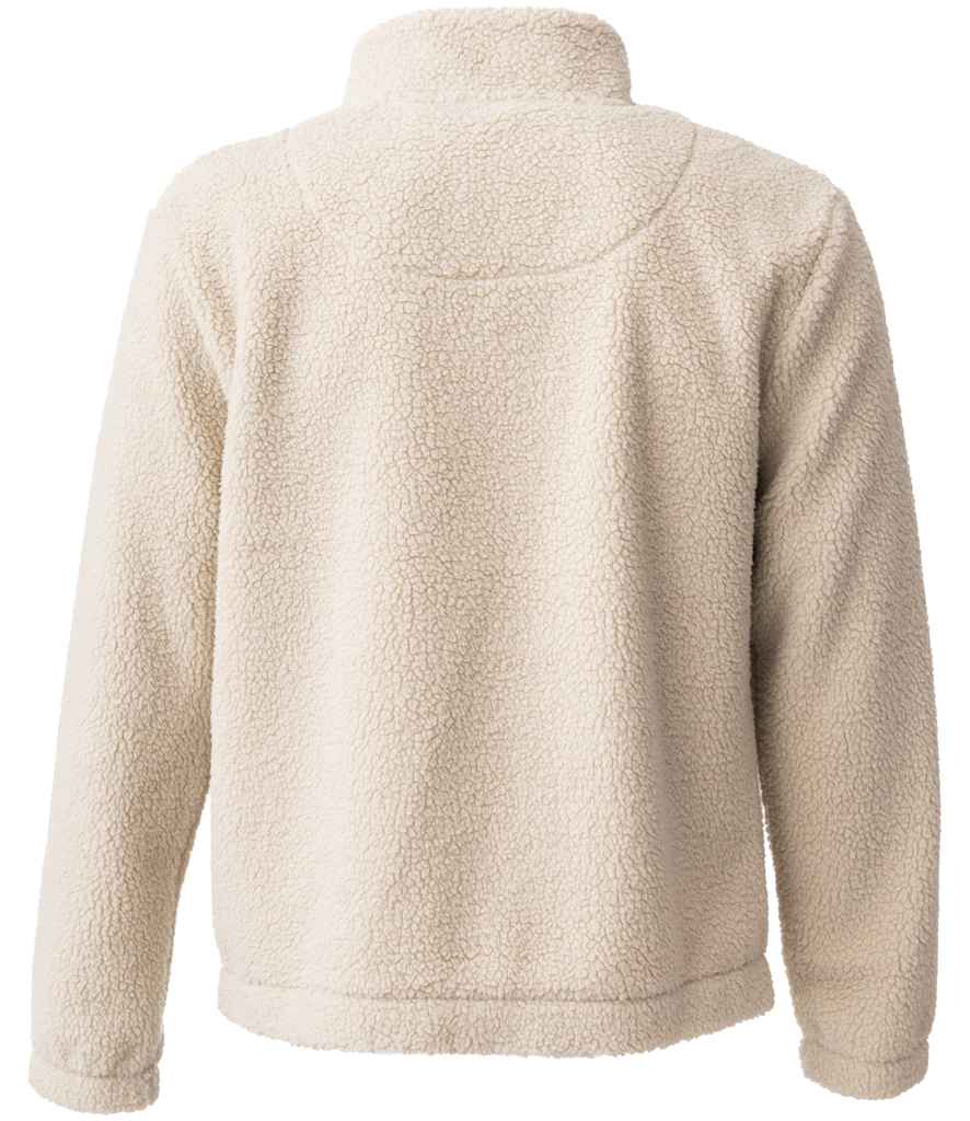 Ravine Unisex Full Zip Borg Fleece Jacket in Natural, back view