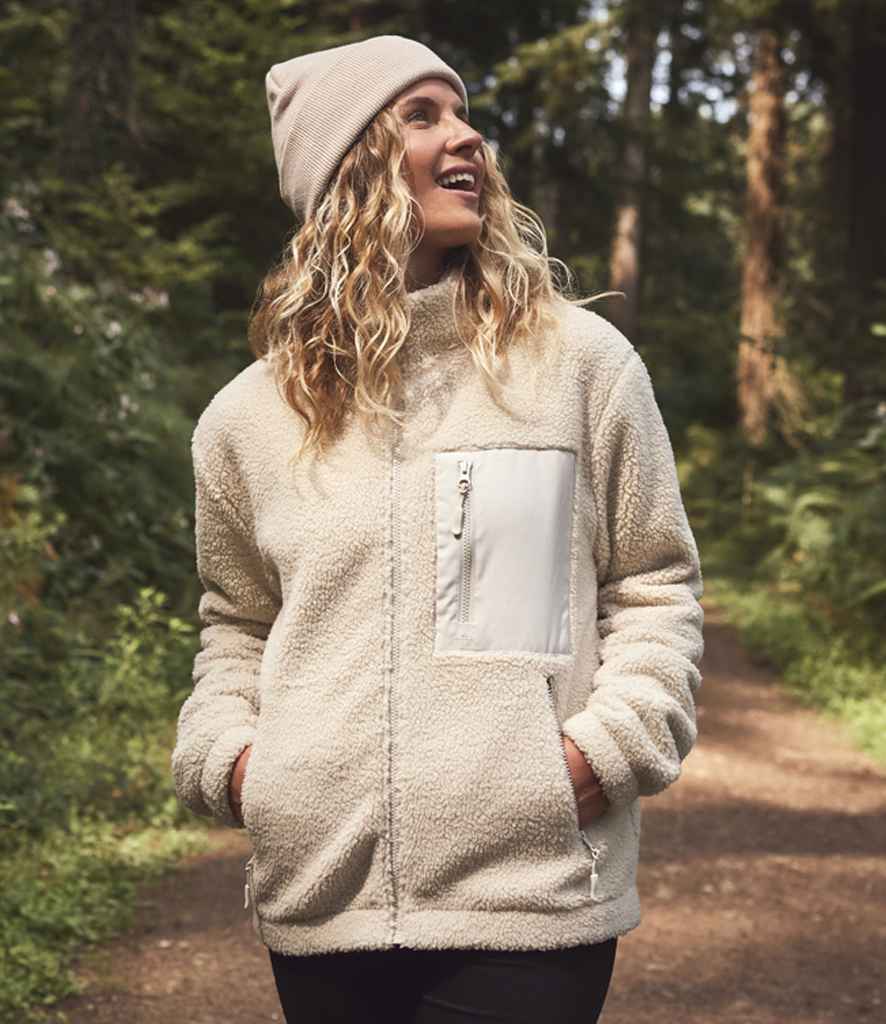 Ravine Unisex Full Zip Borg Fleece Jacket in Natural