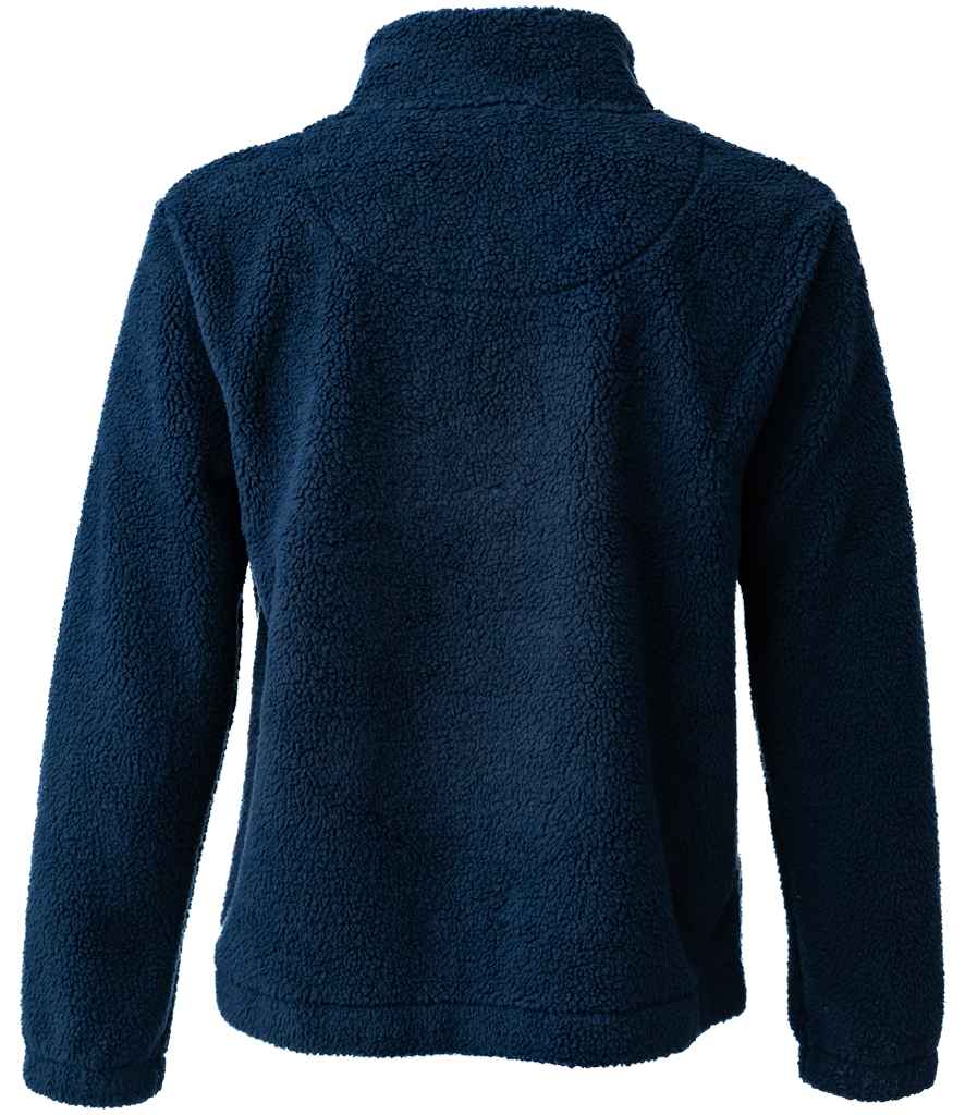 Ravine Unisex Full Zip Borg Fleece Jacket in Navy, back view