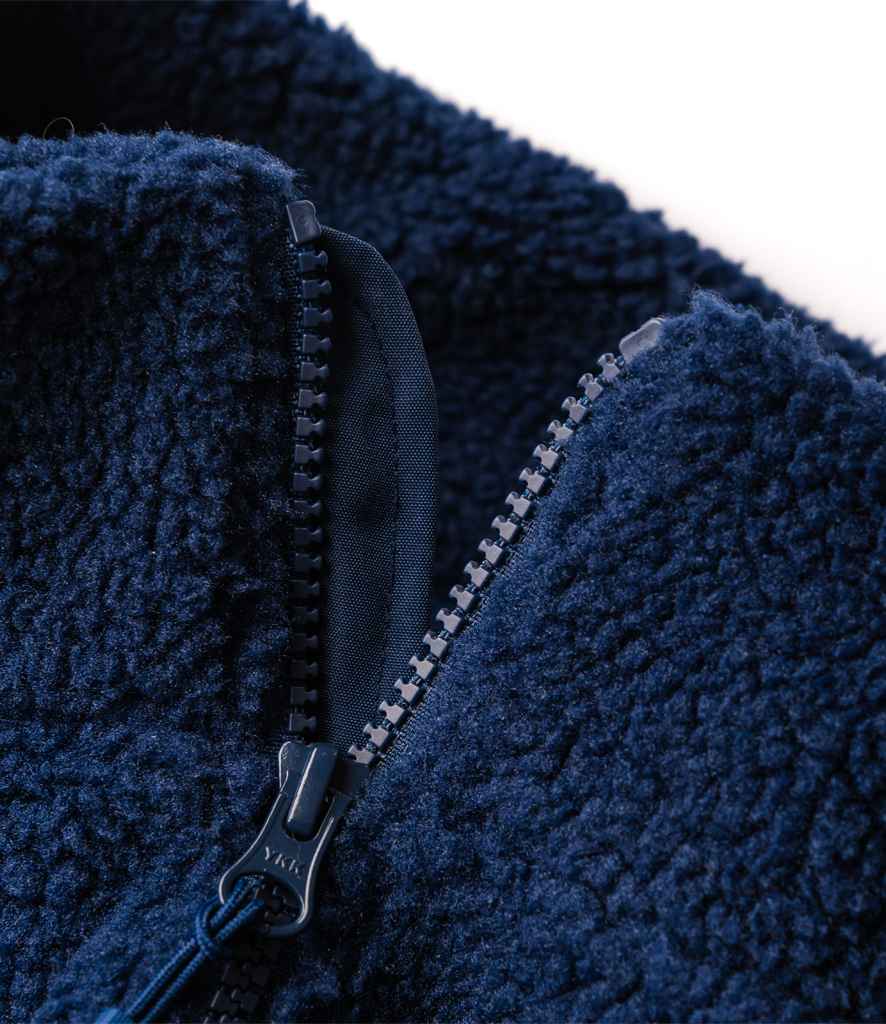 Ravine Unisex Full Zip Borg Fleece Jacket in Navy