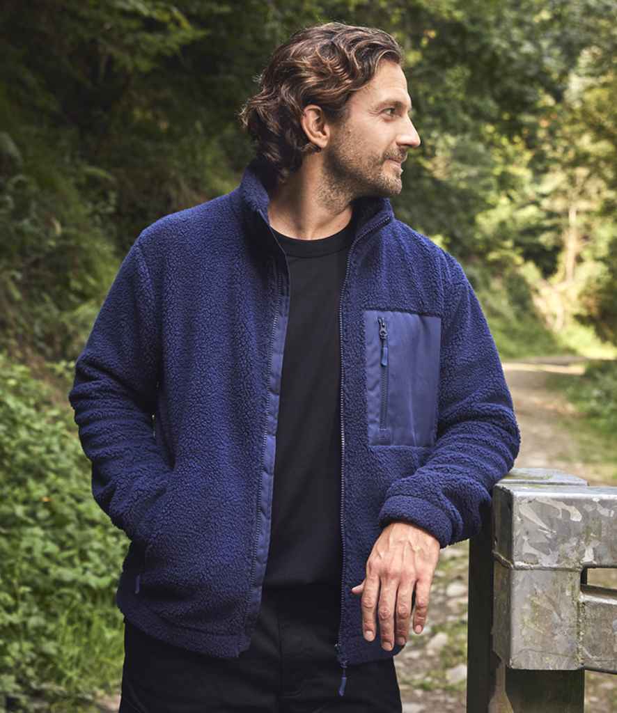 Ravine Unisex Full Zip Borg Fleece Jacket in Navy