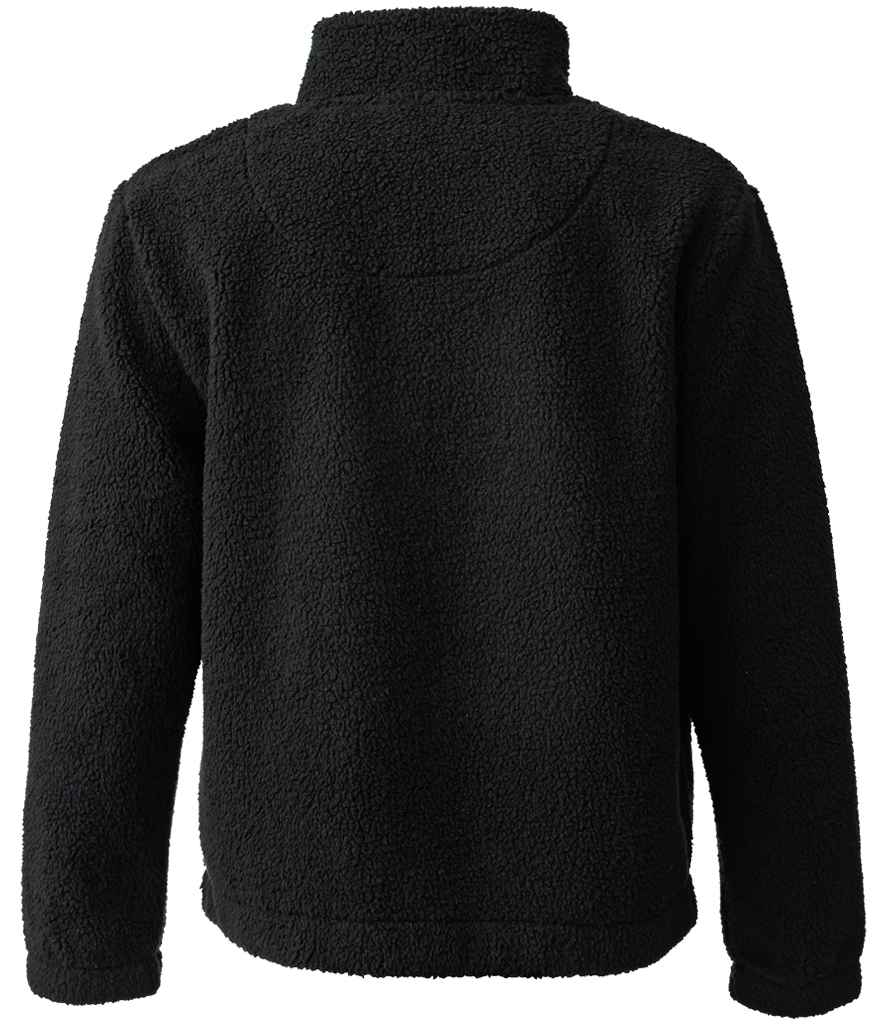 Ravine Unisex 1/4 Zip Borg Fleece in Black, back view
