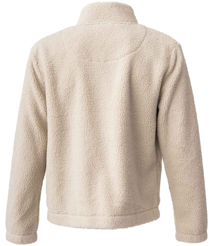 Ravine Unisex 1/4 Zip Borg Fleece in Natural, back view
