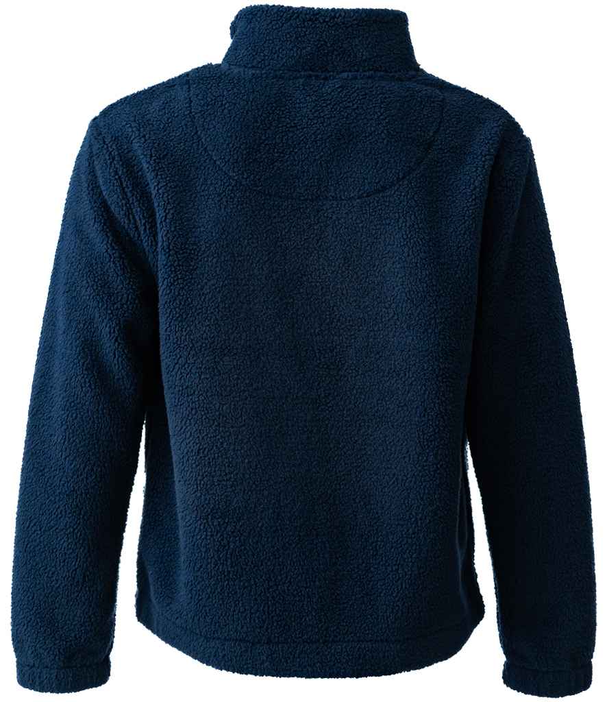 Ravine Unisex 1/4 Zip Borg Fleece in Navy, back view