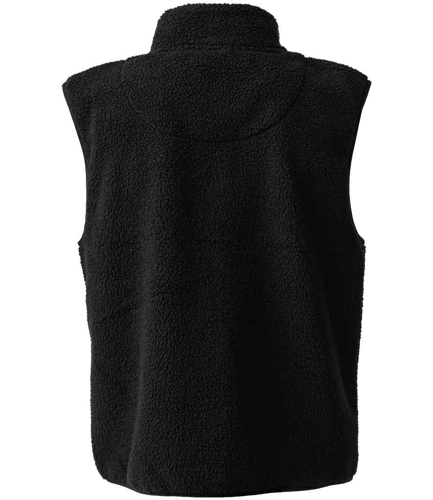Ravine Unisex Borg Fleece Gilet in Black, back view