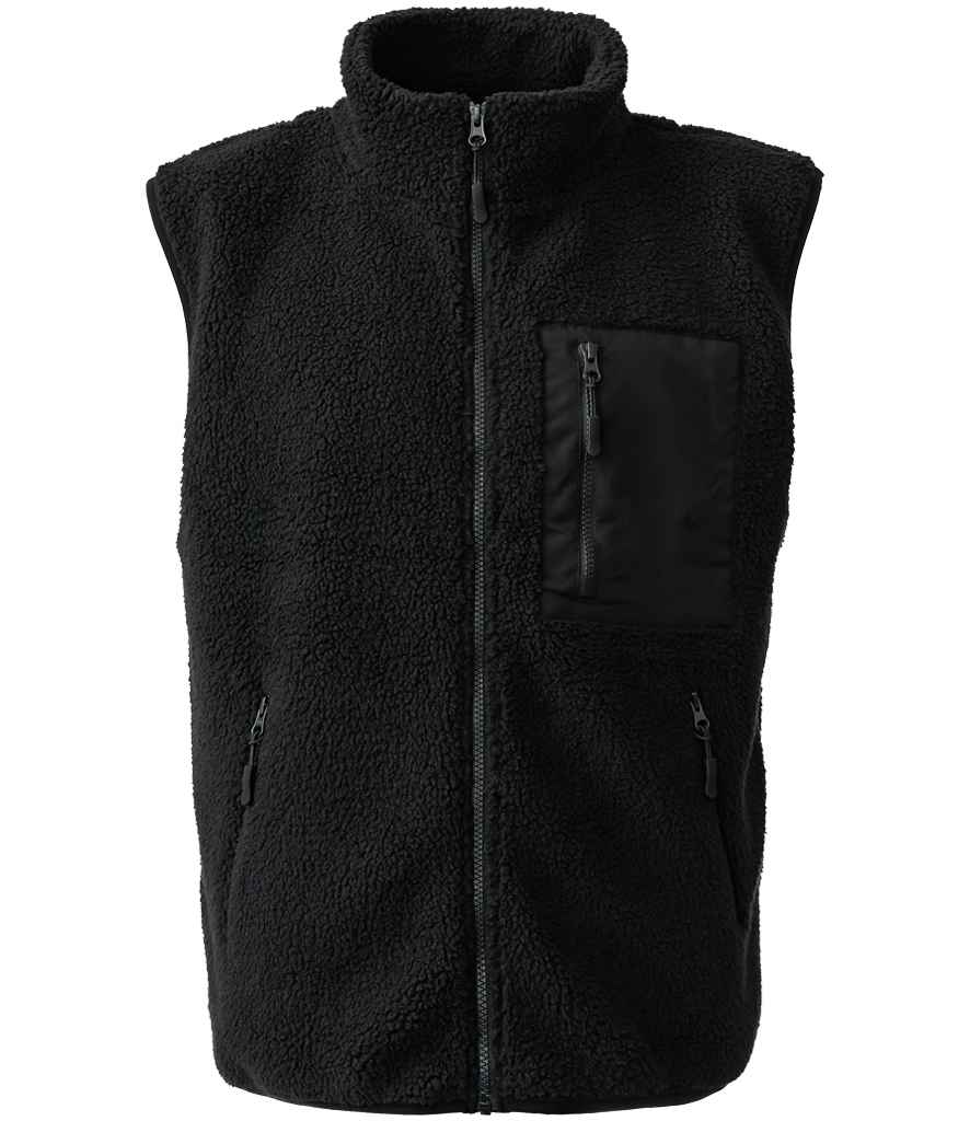 Ravine Unisex Borg Fleece Gilet in Black, front view