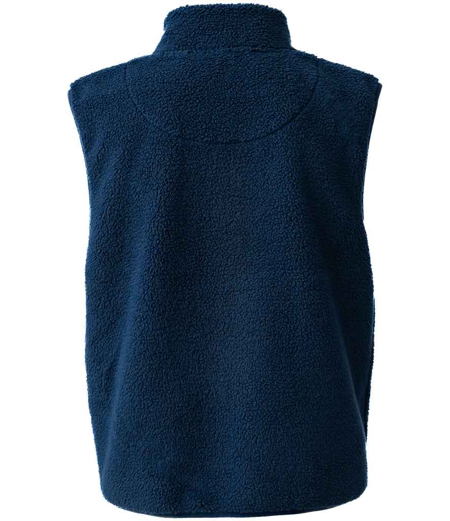 Ravine Unisex Borg Fleece Gilet in Navy, back view