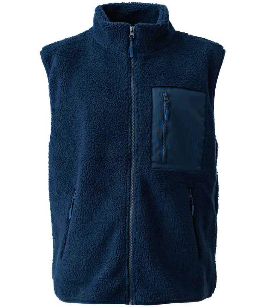 Ravine Unisex Borg Fleece Gilet in Navy, front view