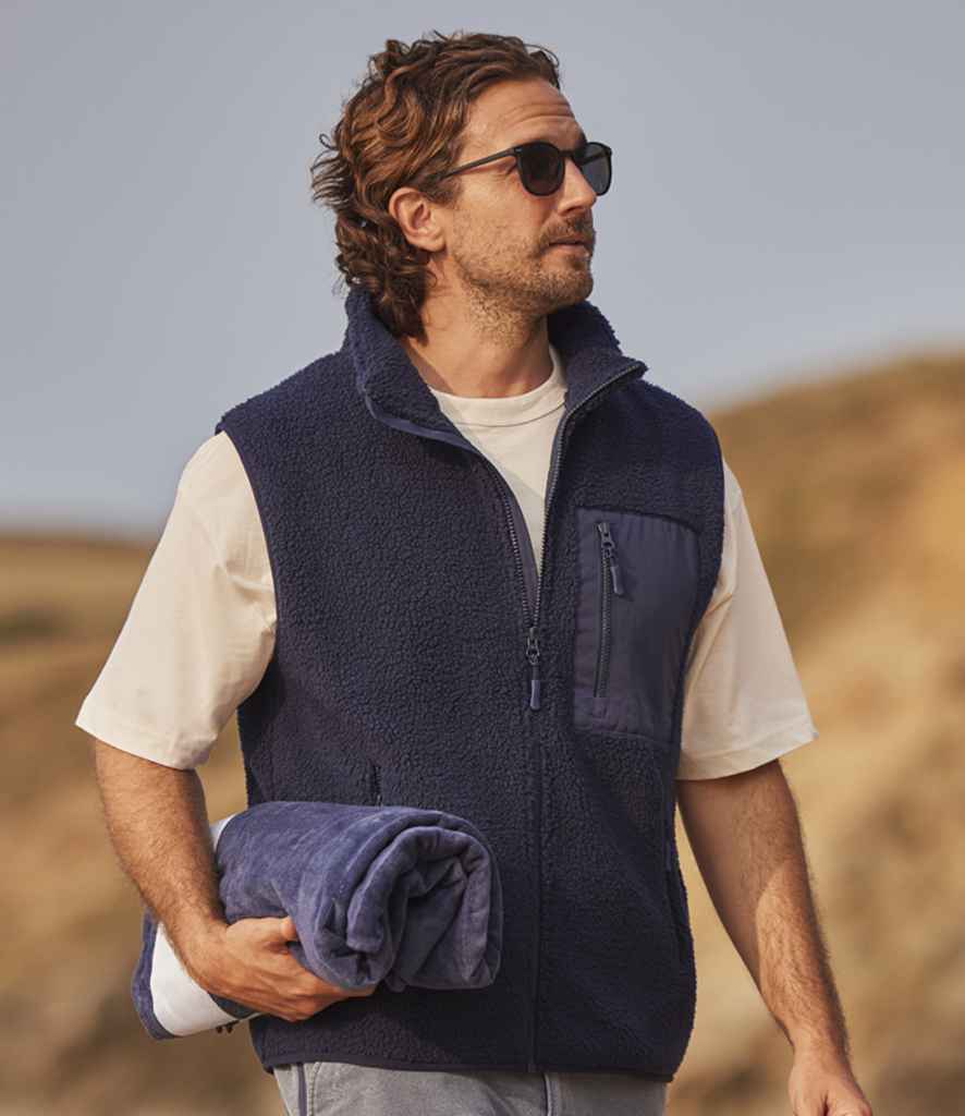 Ravine Unisex Borg Fleece Gilet in Navy