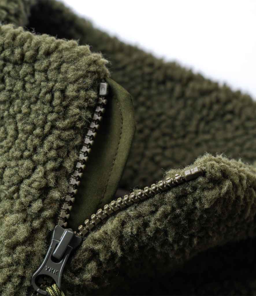 Ravine Unisex Borg Fleece Gilet in Olive Green