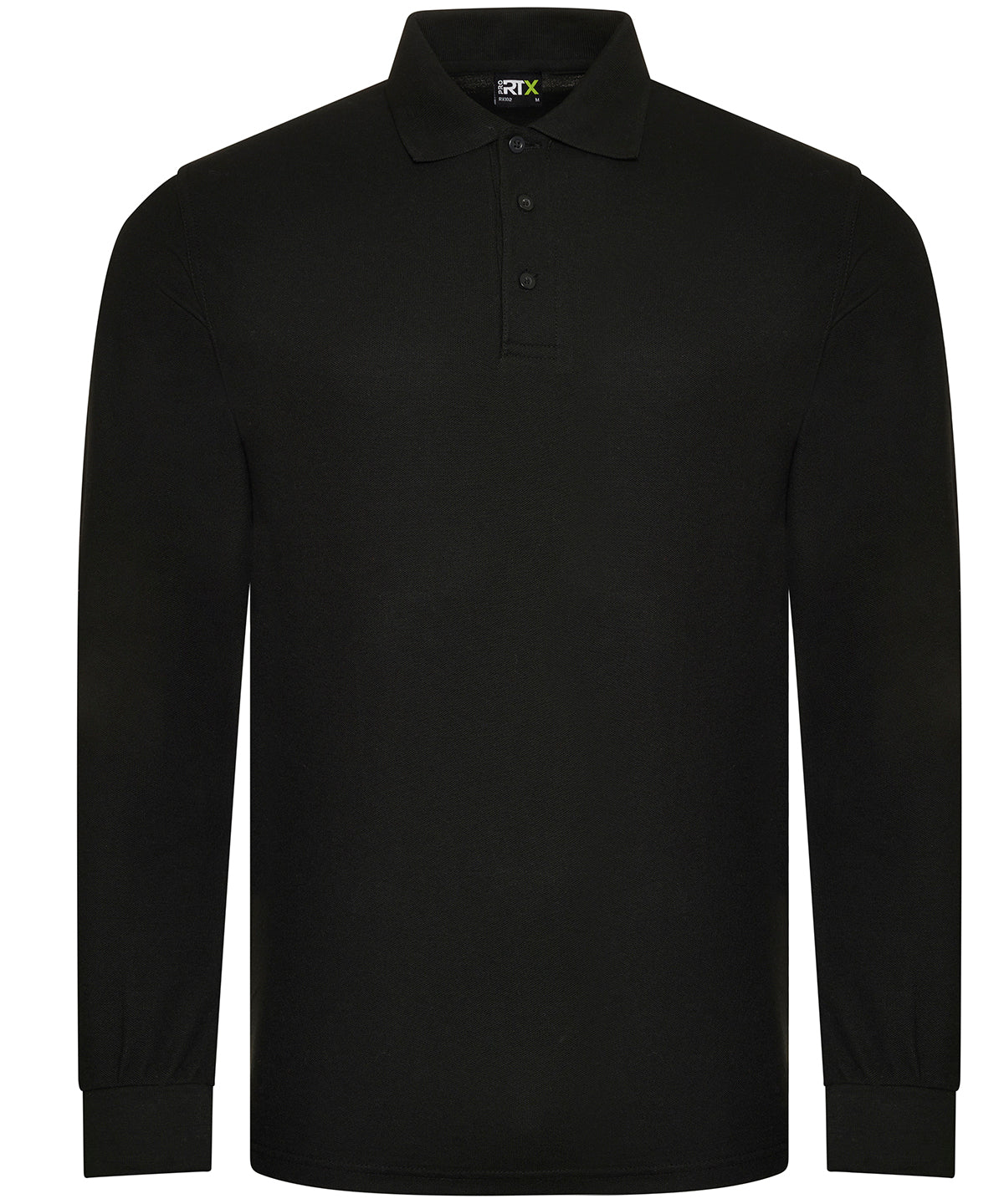 ProRTX Pro long sleeve polo in Black, front view