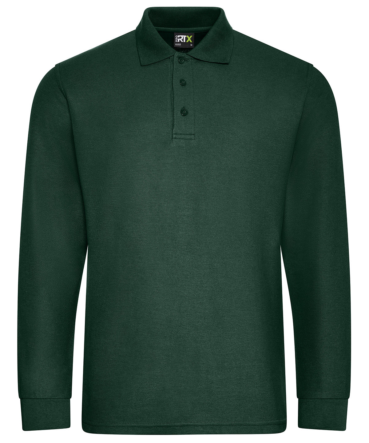 ProRTX Pro long sleeve polo in Bottle Green, front view