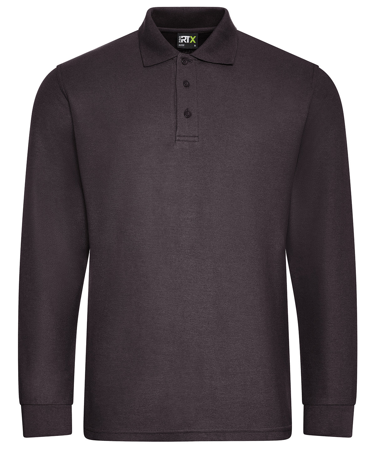ProRTX Pro long sleeve polo in Charcoal, front view