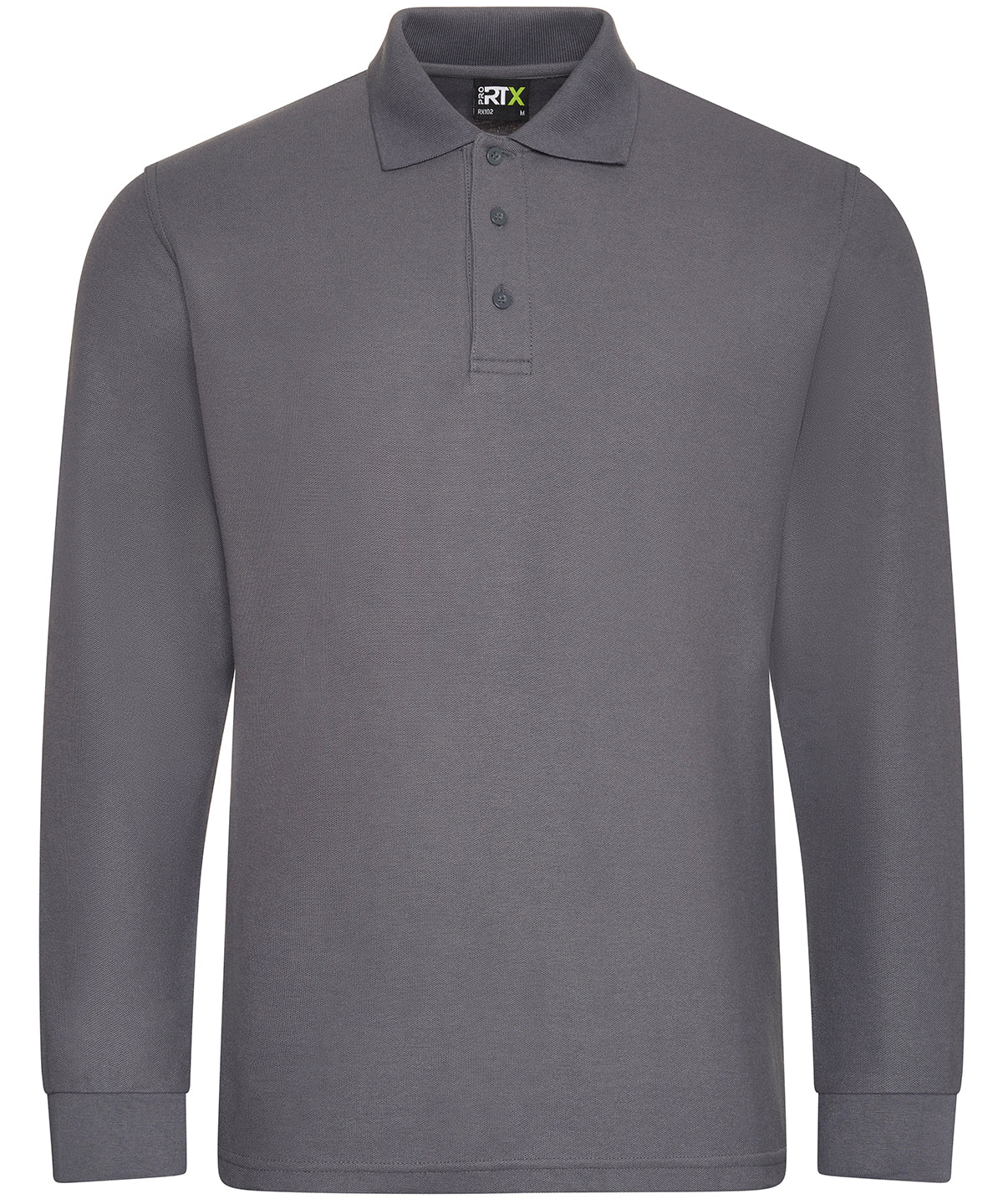 ProRTX Pro long sleeve polo in Solid Grey, front view