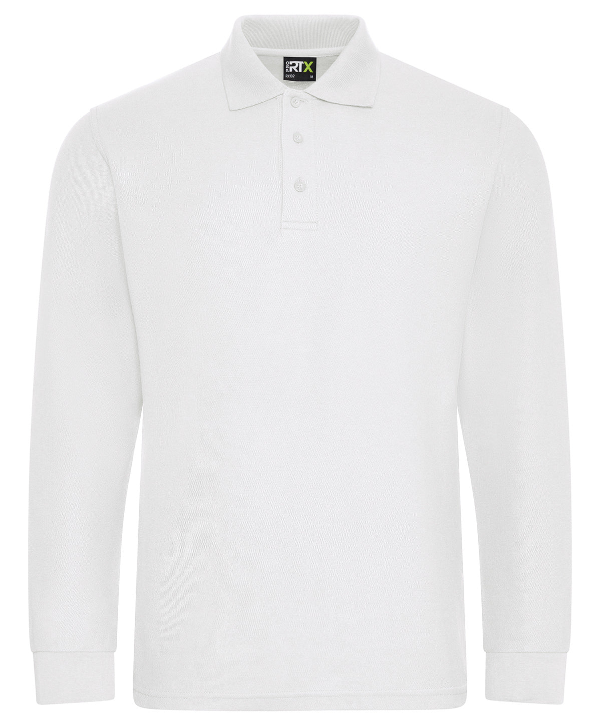 ProRTX Pro long sleeve polo in White, front view