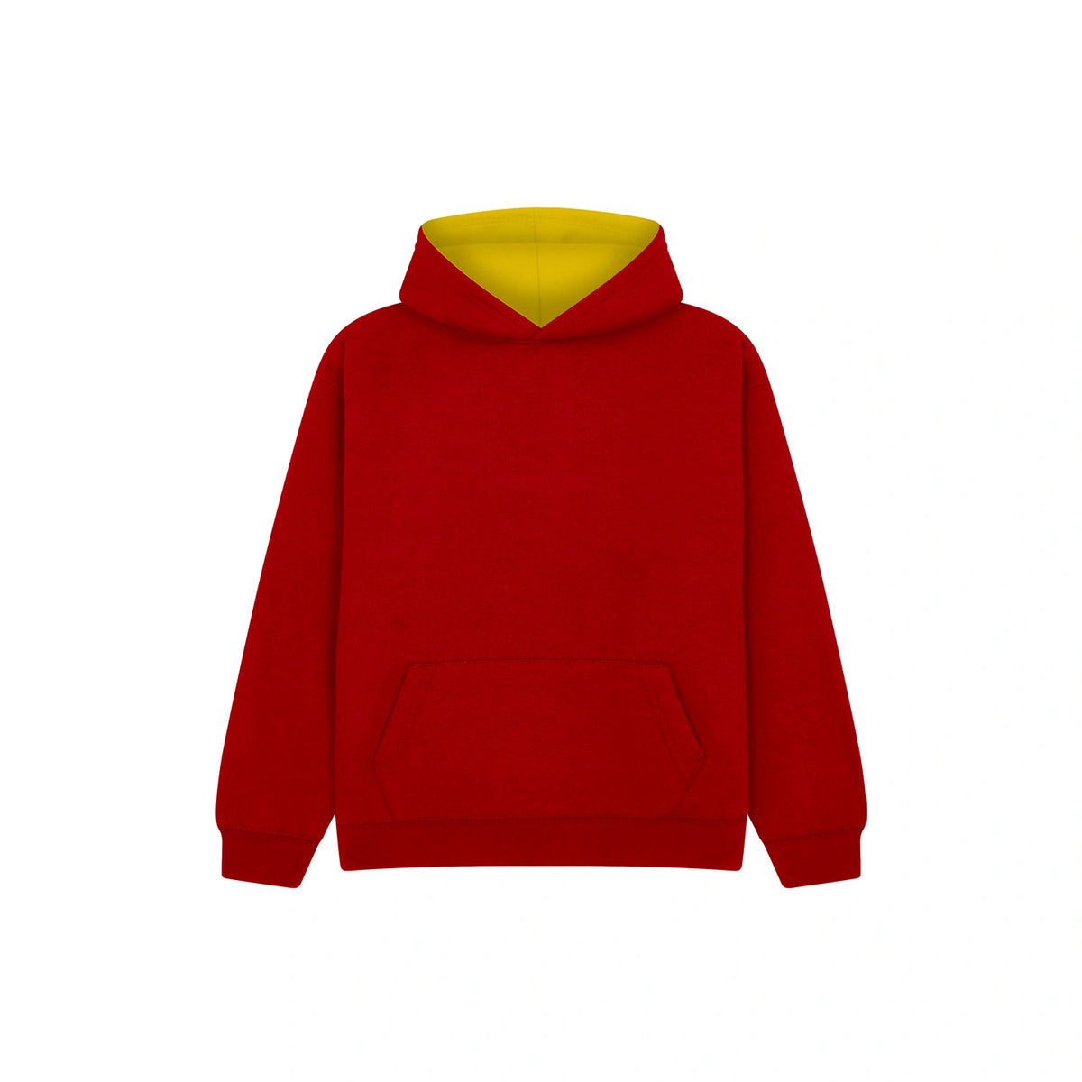 Cotton Ridge W73K Eclipse Premium kids contrast hoodie in Red / Yellow