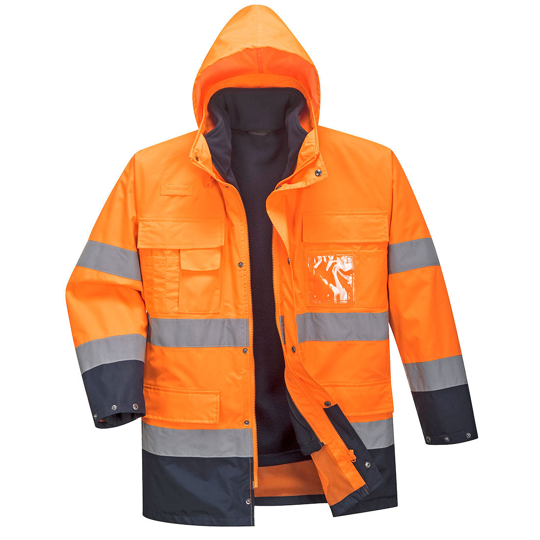 Portwest Hi-Vis 3-in-1 Contrast Lite Jacket in Orange/Navy, main product image
