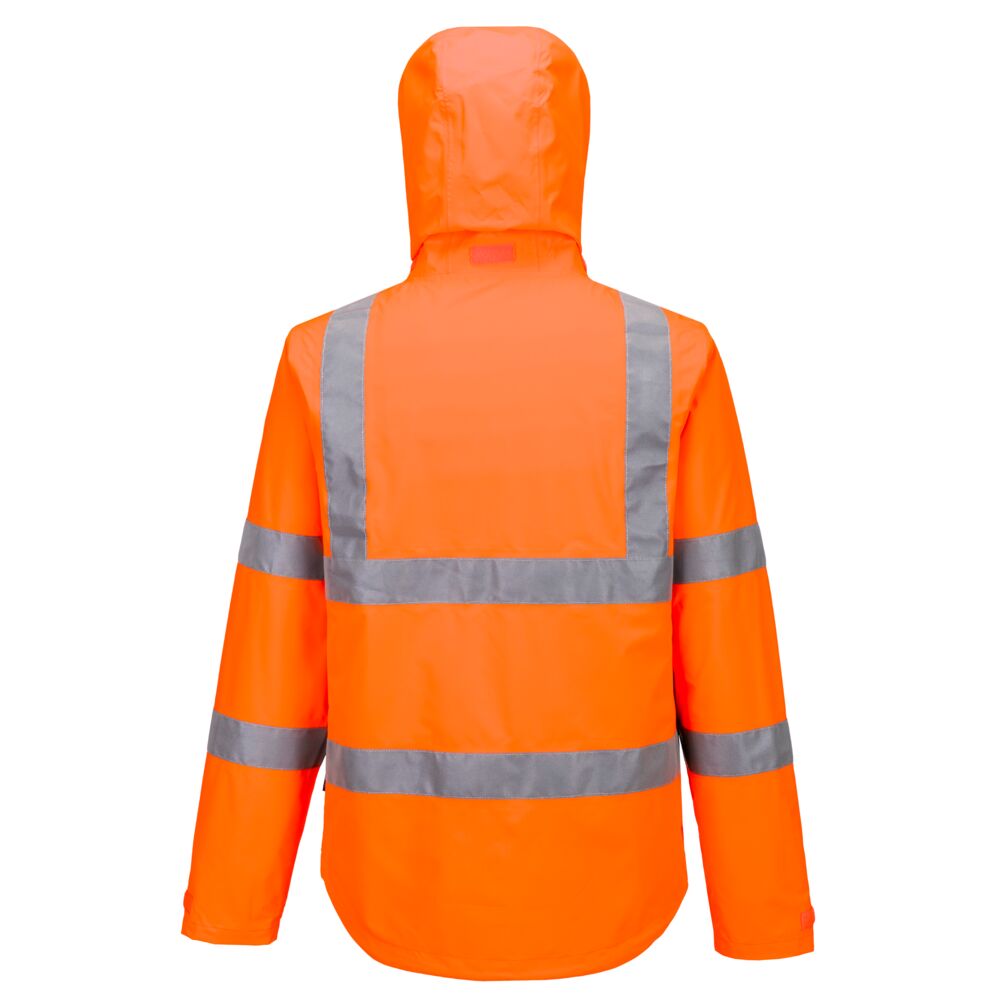 Portwest S164 Hi-Vis Lightweight Packable Jacket in Orange, back view