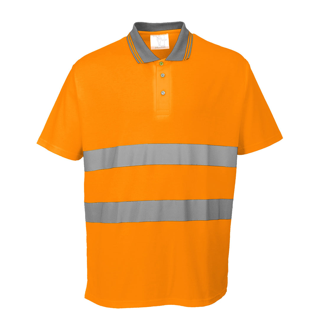 Portwest Hi-Vis Cotton Comfort Polo Shirt S/S in Orange, main product image