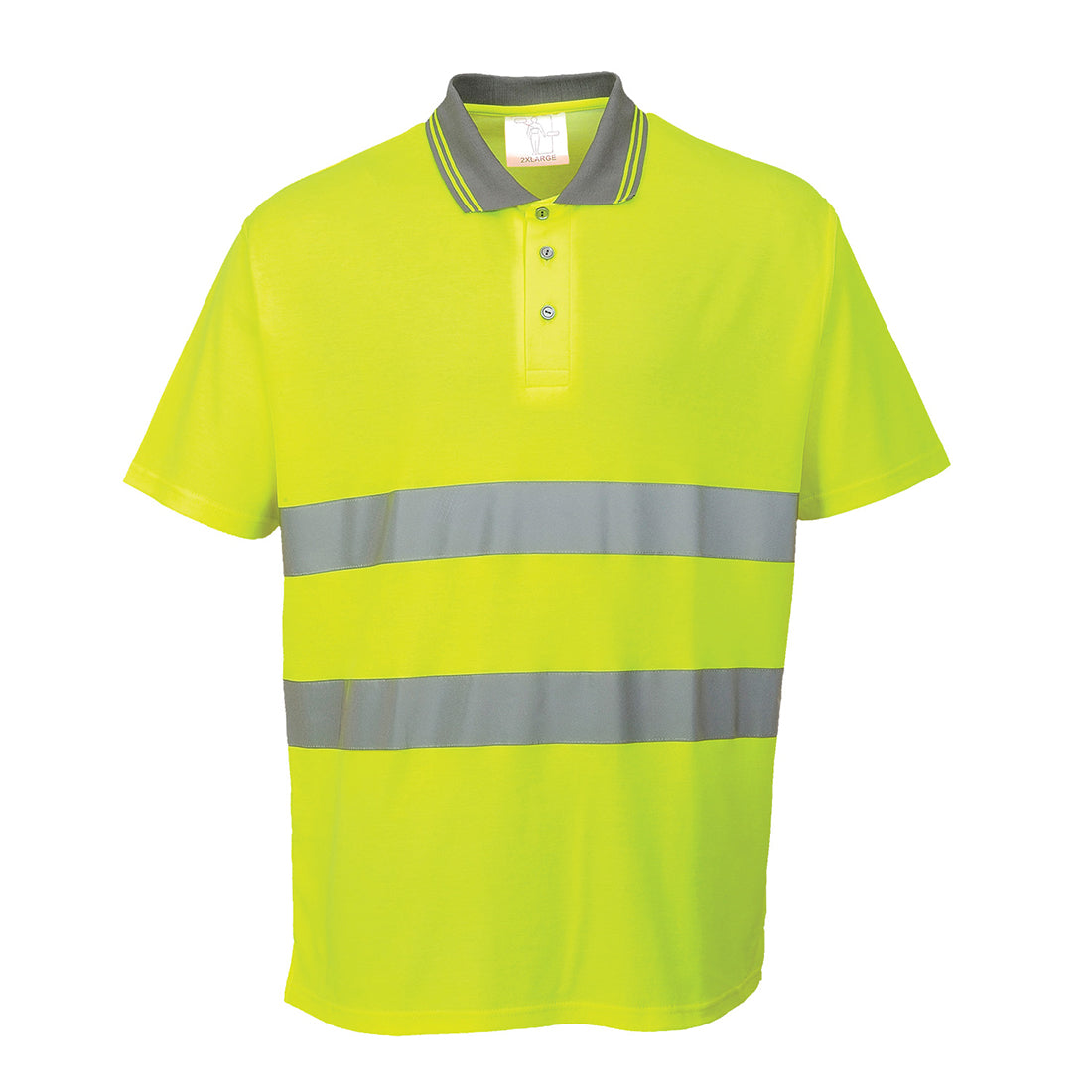 Portwest Hi-Vis Cotton Comfort Polo Shirt S/S in Yellow, image 2