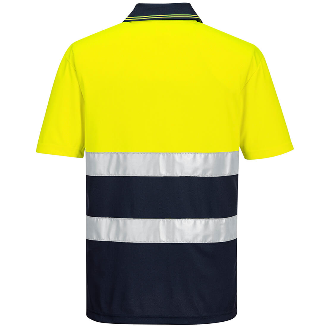 Portwest S175 Hi-Vis Lightweight Contrast Polo Shirt S/S in Yellow/Navy, back view
