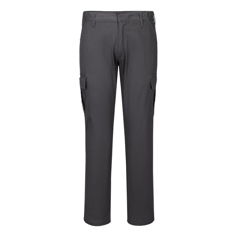 Portwest Stretch Slim Fit Combat Trousers in Metal Grey, image 3