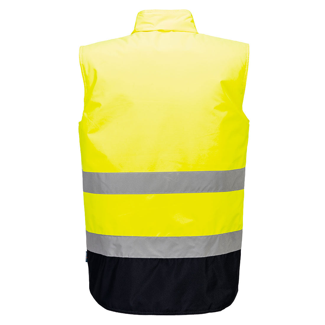 Portwest S267 Hi-Vis Contrast Bodywarmer in Yellow/Navy, back view