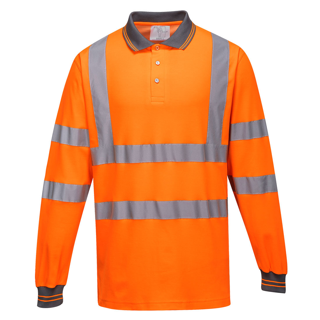 Portwest Hi-Vis Cotton Comfort Polo Shirt L/S in Orange, main product image