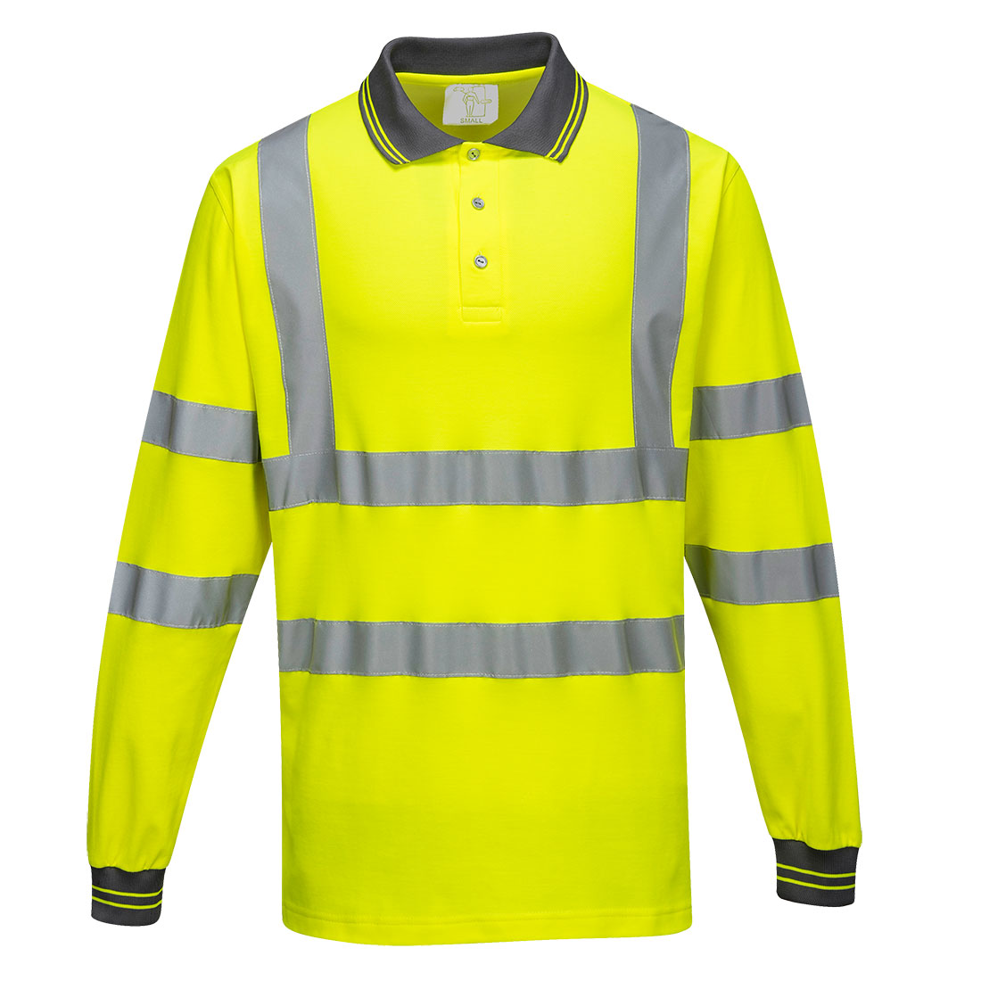 Portwest Hi-Vis Cotton Comfort Polo Shirt L/S in Yellow, image 2