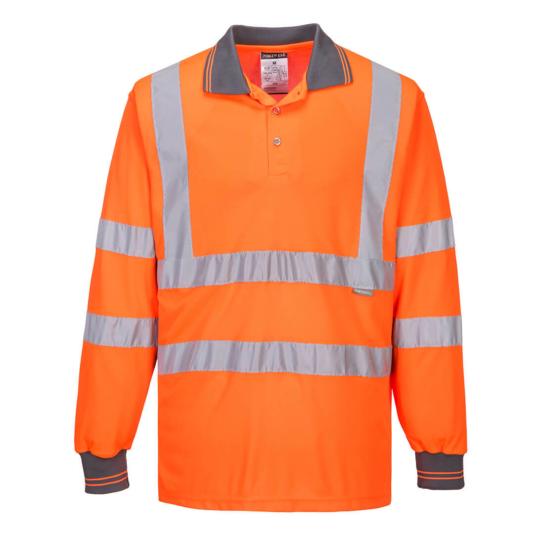 Portwest Hi-Vis Polo Shirt L/S in Orange, main product image