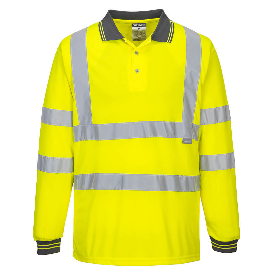 Portwest Hi-Vis Polo Shirt L/S in Yellow, image 2