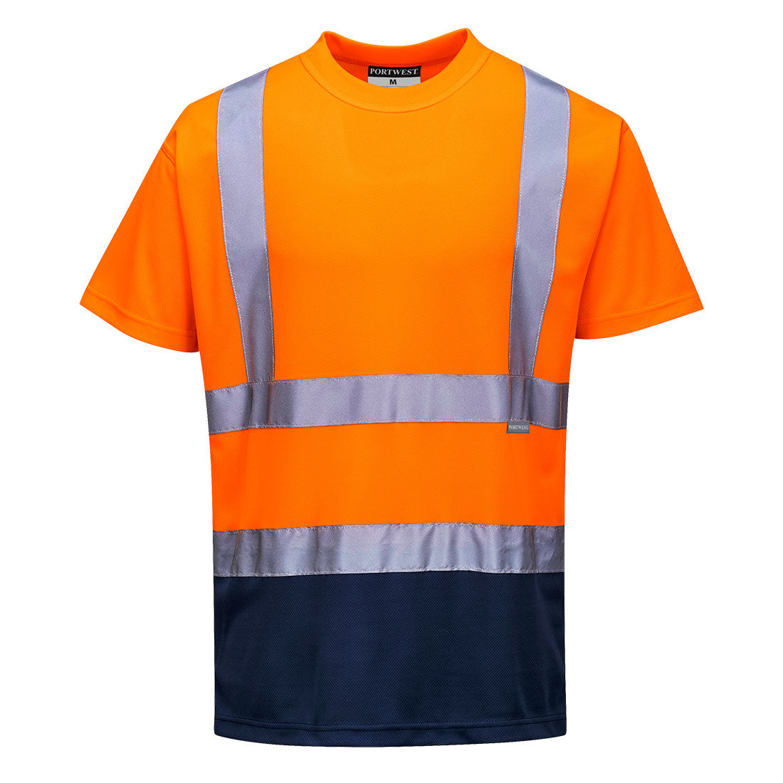 Portwest Hi-Vis Contrast T-Shirt S/S in Orange/Navy, main product image