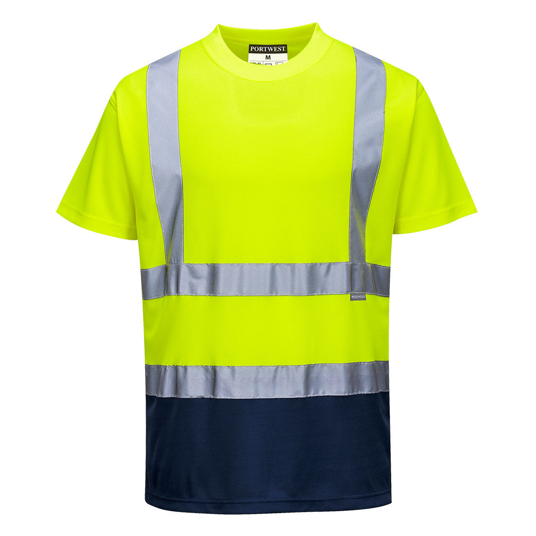 Portwest Hi-Vis Contrast T-Shirt S/S in Yellow/Navy, image 2