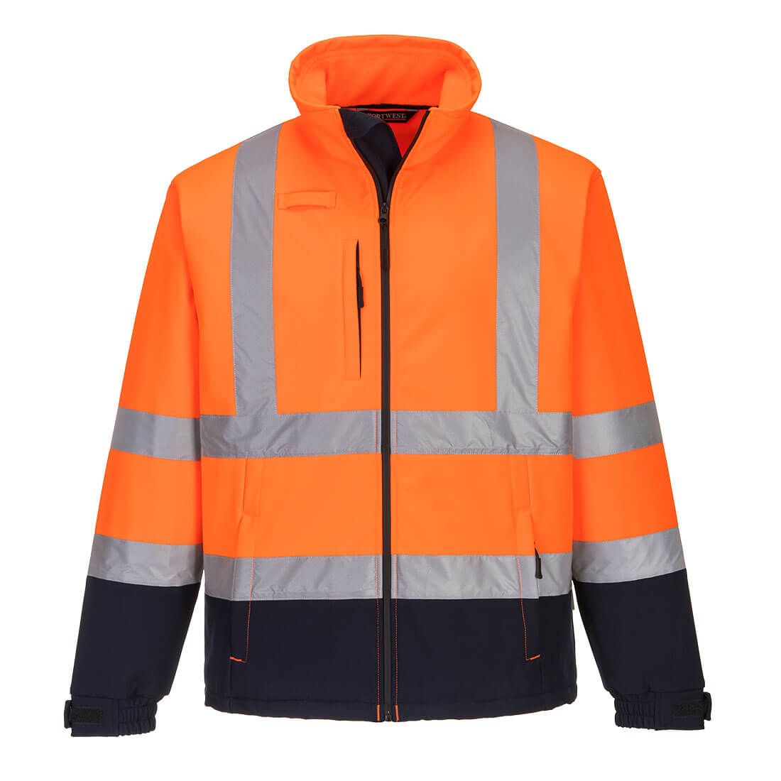 Portwest Hi-Vis Contrast Softshell in Orange/Navy, main product image