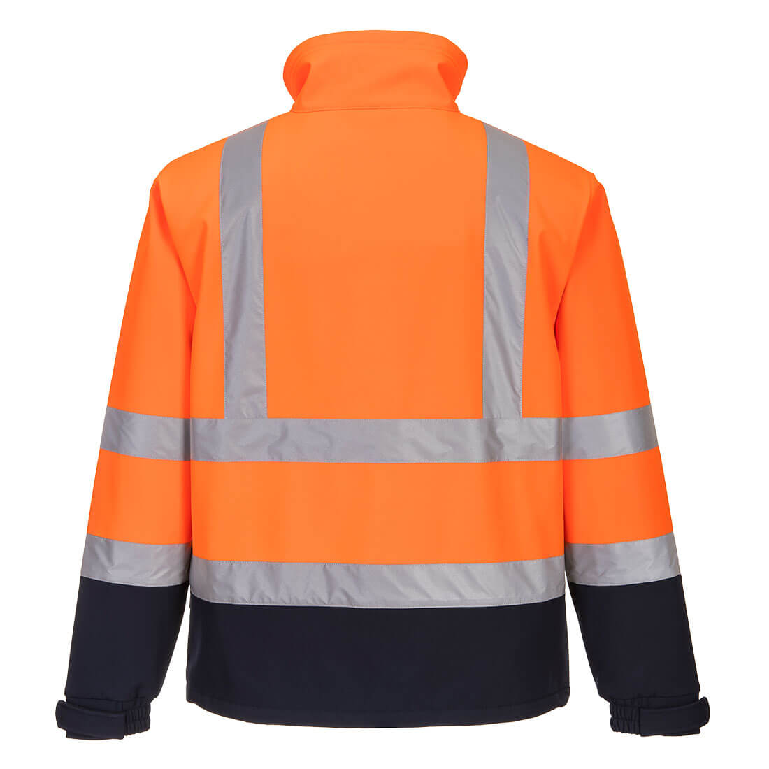 Portwest S425 Hi-Vis Contrast Softshell (3L) in Orange/Navy, back view