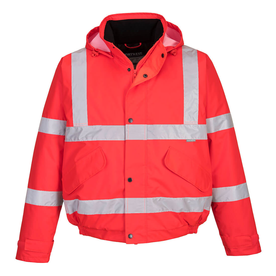 Portwest Hi-Vis Winter Bomber Jacket in Red, image 2