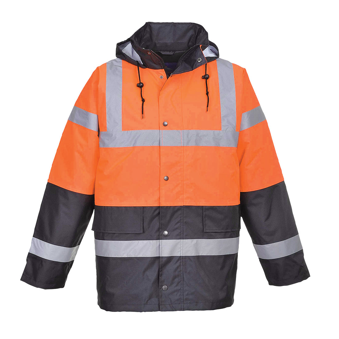 Portwest Hi-Vis Contrast Winter Traffic Jacket in Orange, image 3
