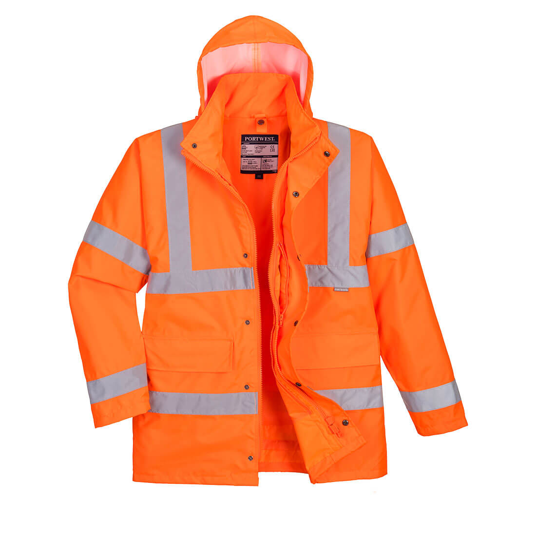 Portwest Hi-Vis 4-in-1 Traffic Jacket in Orange, main product image